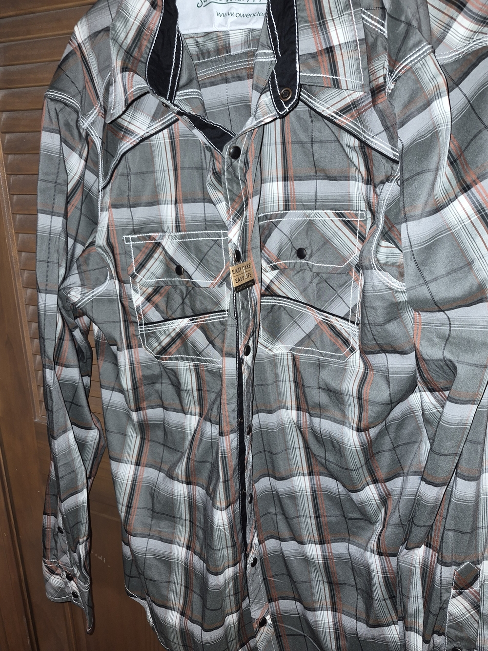 Hollister Gray & Orange Plaid Button-Down Shirt